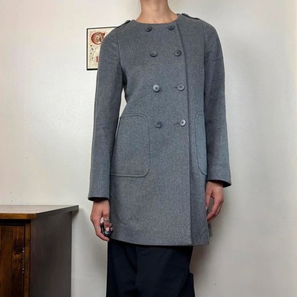 Loro Piana Charcoal Double-Breasted Pea Coat